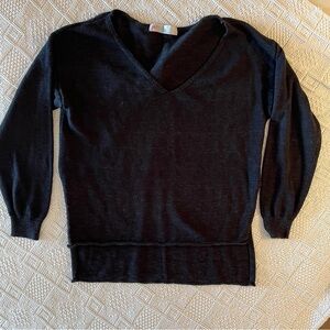 Free People Beach black v-neck cotton linen blend sweater